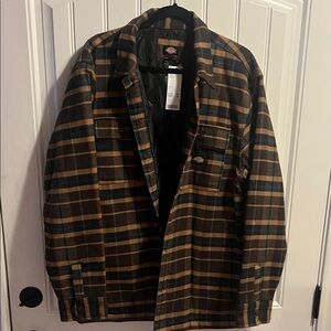 Dickies Men's Plaid Shirt Jacket - Brown and Black